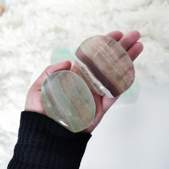 Yttrium Fluorite Palm Stone Transformation Crystals - Picture 7 of 9